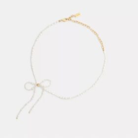 Collar gargantilla con lazo de perlas