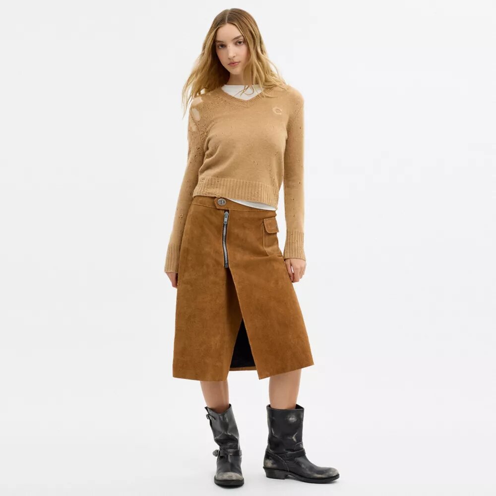 Falda midi de gamuza Heritage