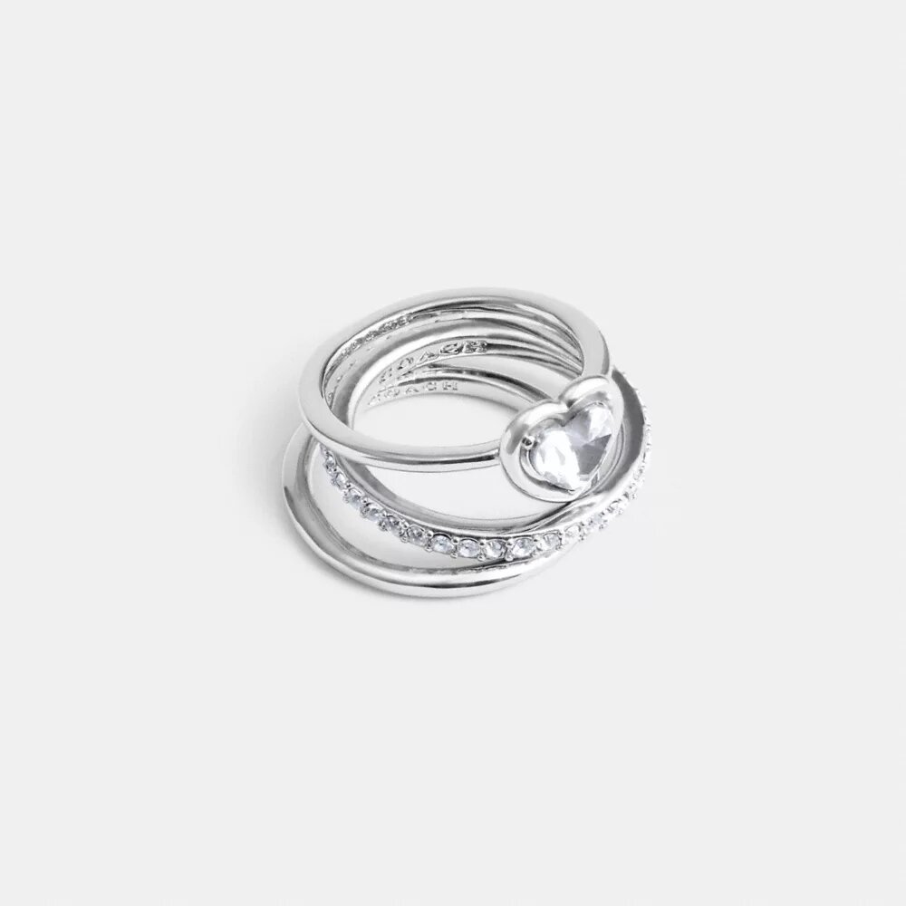 Juego de anillos de corazón con halo