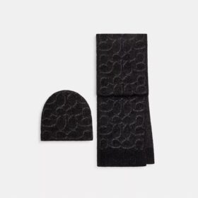 Juego de regalo con gorro y bufanda metálicos exclusivos