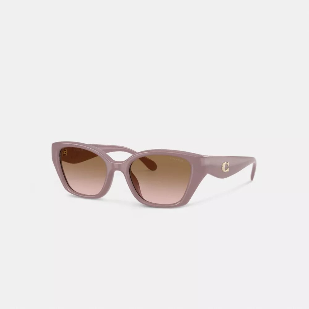 Lentes de sol cuadrados estilo ojo de gato con detalles metálicos en forma de C