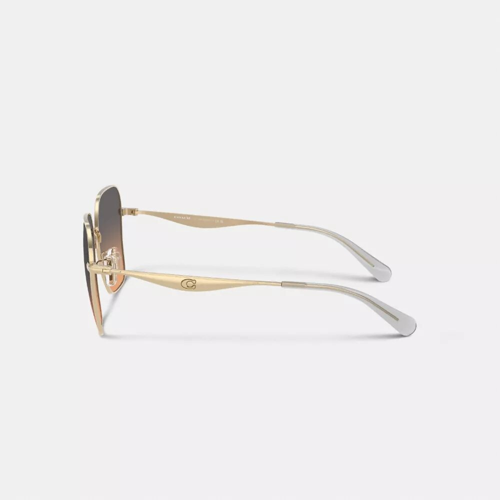 Lentes de sol cuadrados extragrandes de metal con detalles «C»