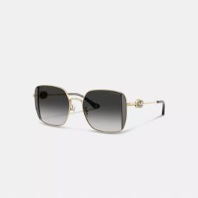 Lentes de sol cuadrados extragrandes de metal con motivo de Horse and Carriage