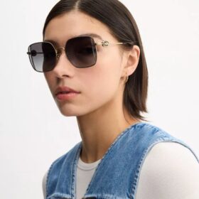 Lentes de sol cuadrados extragrandes de metal con motivo de Horse and Carriage