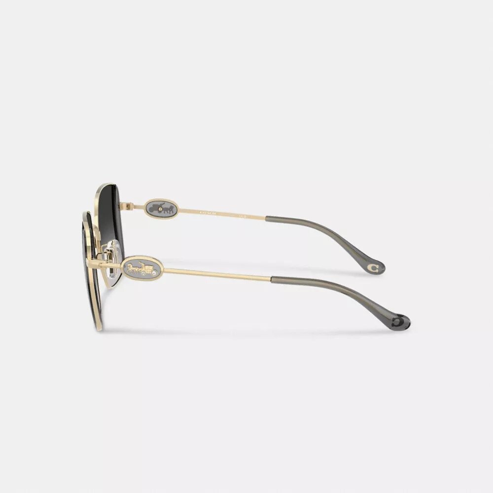 Lentes de sol cuadrados extragrandes de metal con motivo de Horse and Carriage