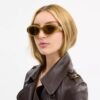 Lentes de sol geométricos con detalles de metal en forma de «C»