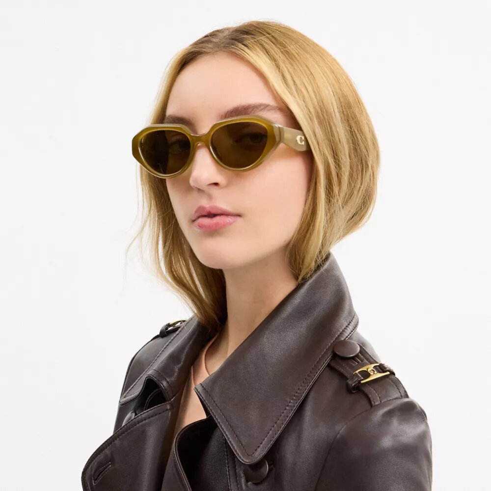 Lentes de sol geométricos con detalles de metal en forma de «C»