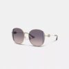 Lentes de sol redondas de metal con motivo de Horse and Carriage