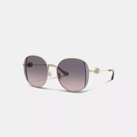 Lentes de sol redondas de metal con motivo de Horse and Carriage