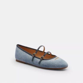 Merceditas con doble hebilla en denim desgastado
