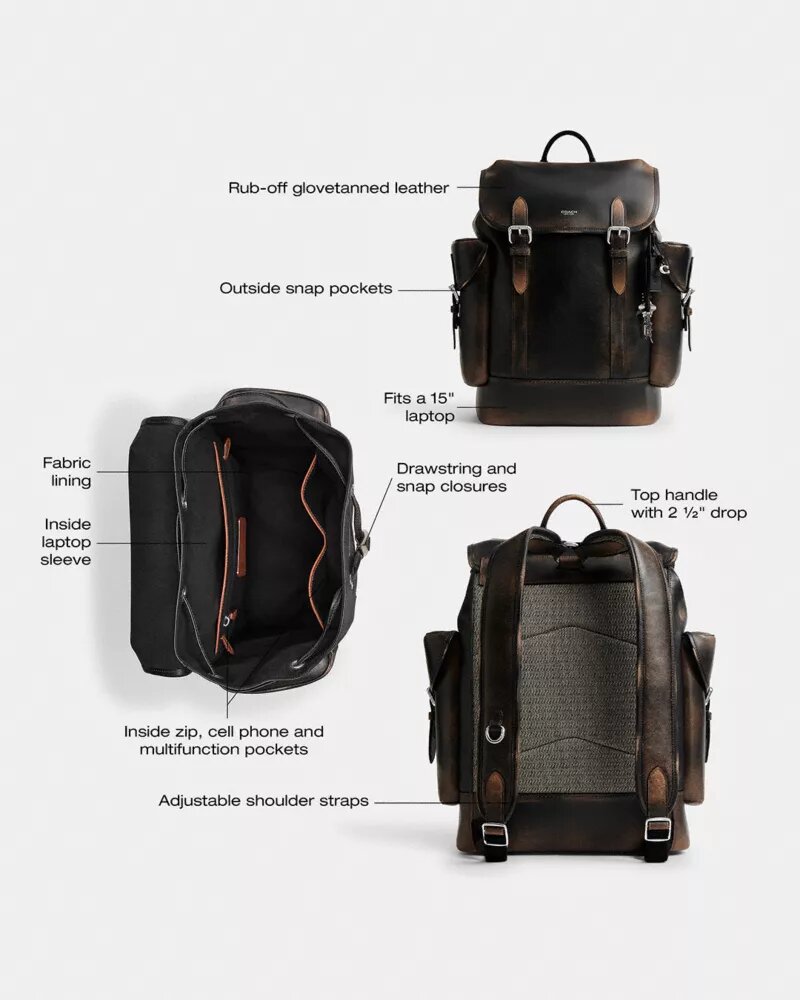 Mochila Hitch en cuero desgastado