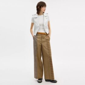 Pantalones entallados con estampado de cuadros combinados