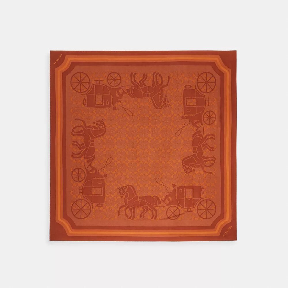 Pañuelo cuadrado de seda con el estampado emblemático de «Horse and Carriage»