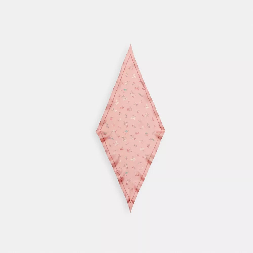 Pañuelo de seda con estampado floral y diseño de rombos