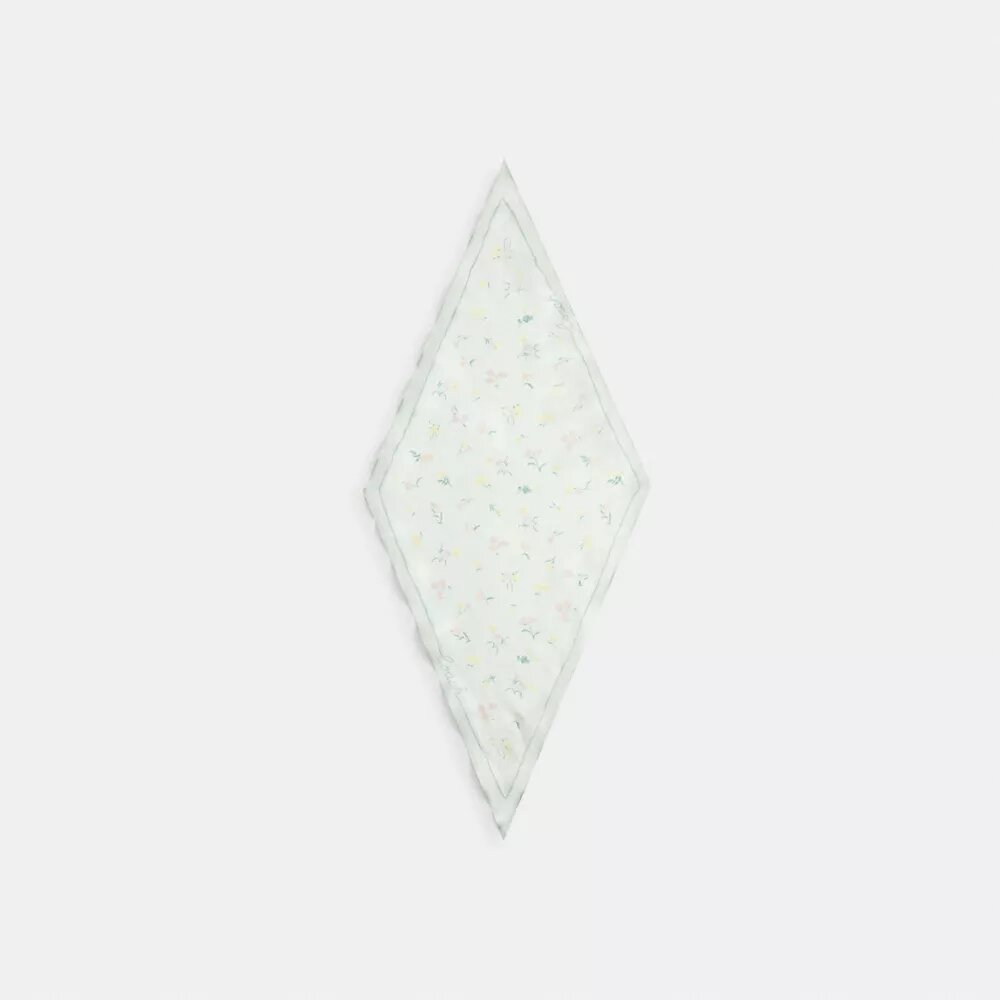 Pañuelo de seda con estampado floral y diseño de rombos