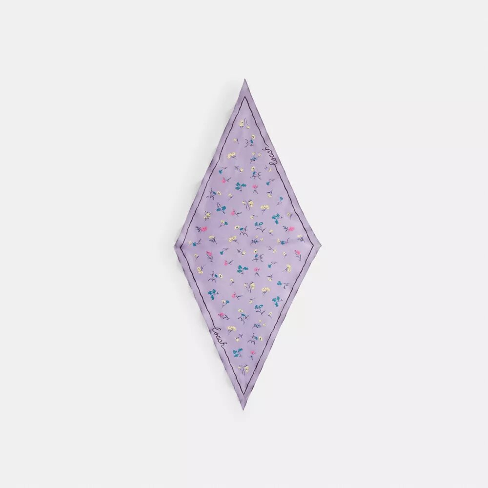 Pañuelo de seda con estampado floral y diseño de rombos