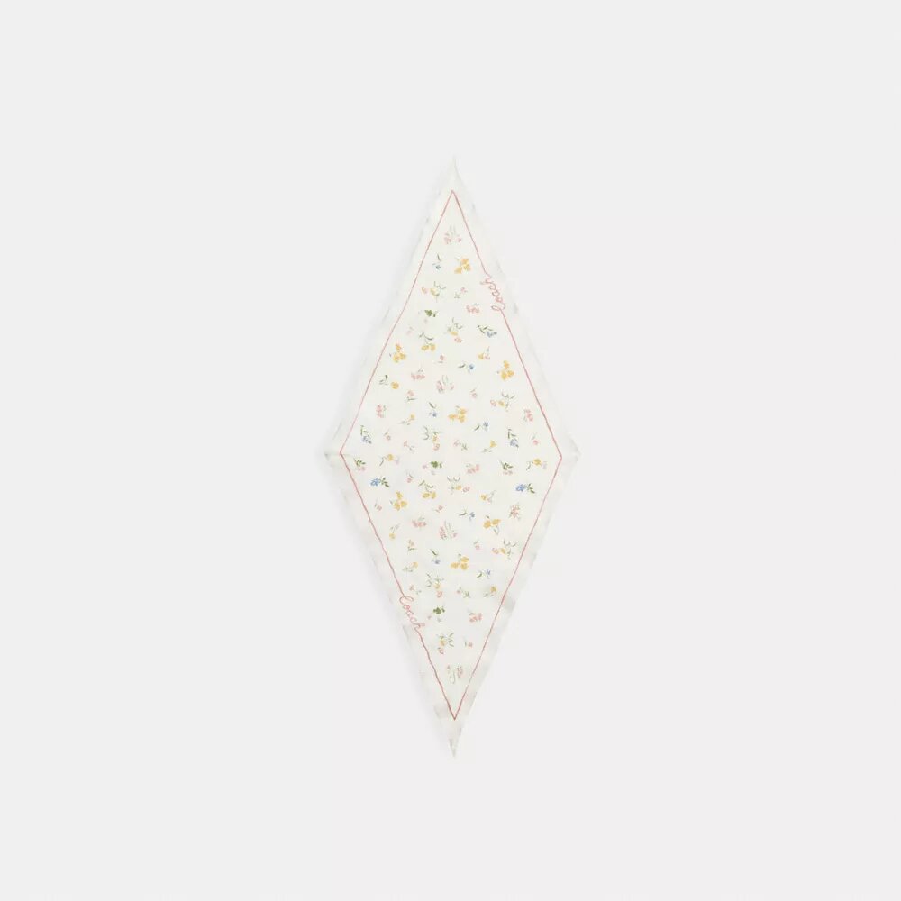 Pañuelo de seda con estampado floral y diseño de rombos