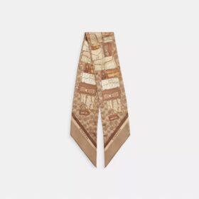 Pañuelo delgado de seda con estampado de bolsos Tabby apilados