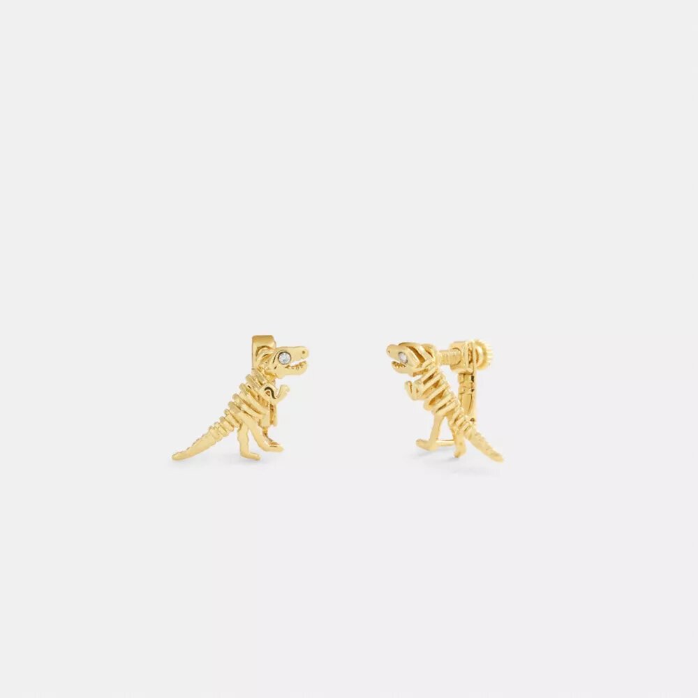 Pendientes de clip con diseño de esqueleto de Rexy