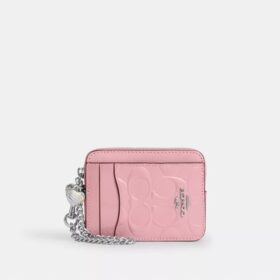 Portatarjetas con cremallera en cuero exclusivo con Charms en forma de corazón