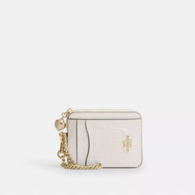 Portatarjetas con cremallera en cuero exclusivo con Charms en forma de corazón