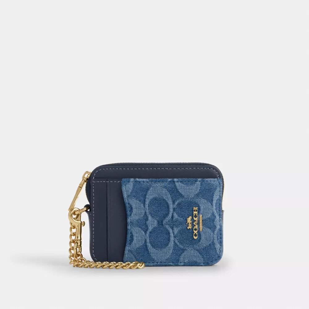 Portatarjetas con cremallera en denim exclusivo