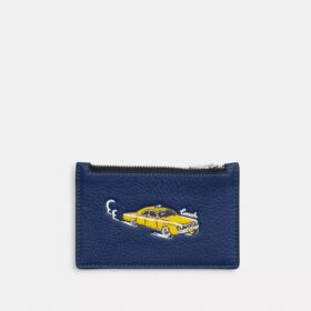 Portatarjetas con cremallera y estampado de autos