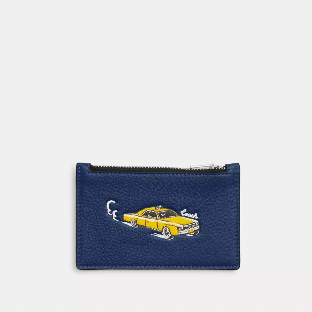 Portatarjetas con cremallera y estampado de autos