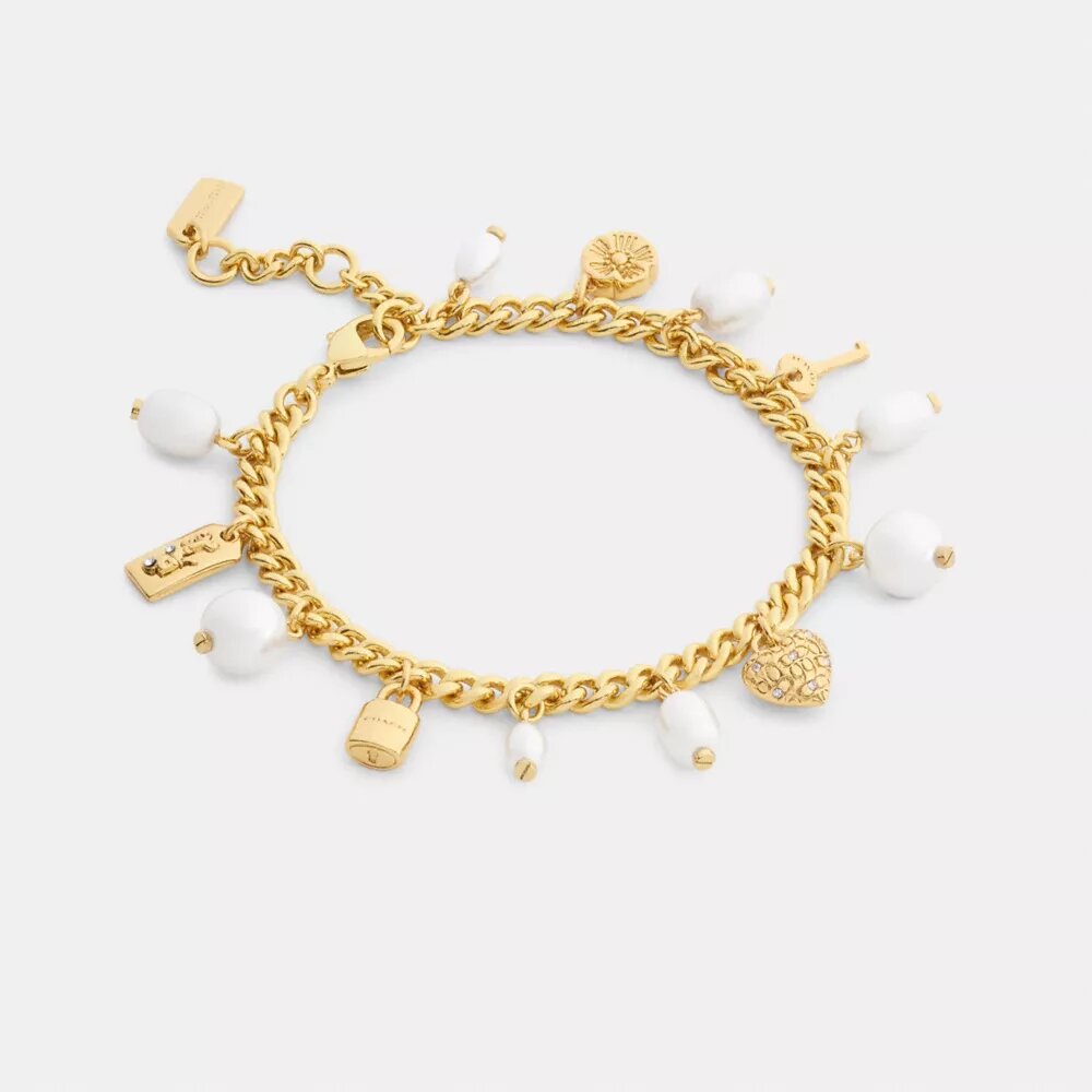 Pulsera con Charms de perlas y corazones