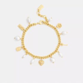 Pulsera con Charms de perlas y corazones