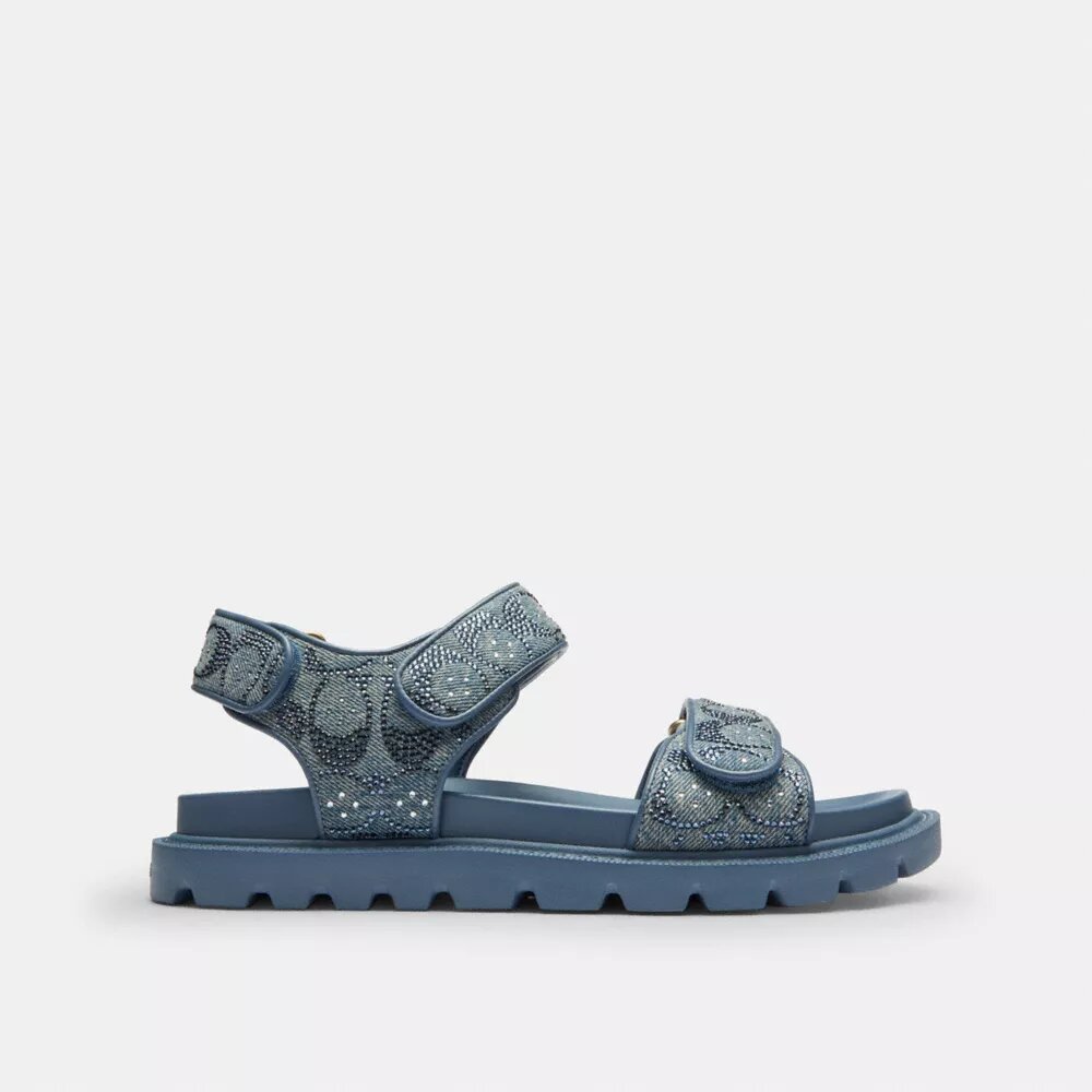 Sandalias Brynn en denim exclusivo con cristales