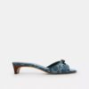 Sandalias de tacón bajo con lazo en denim exclusivo