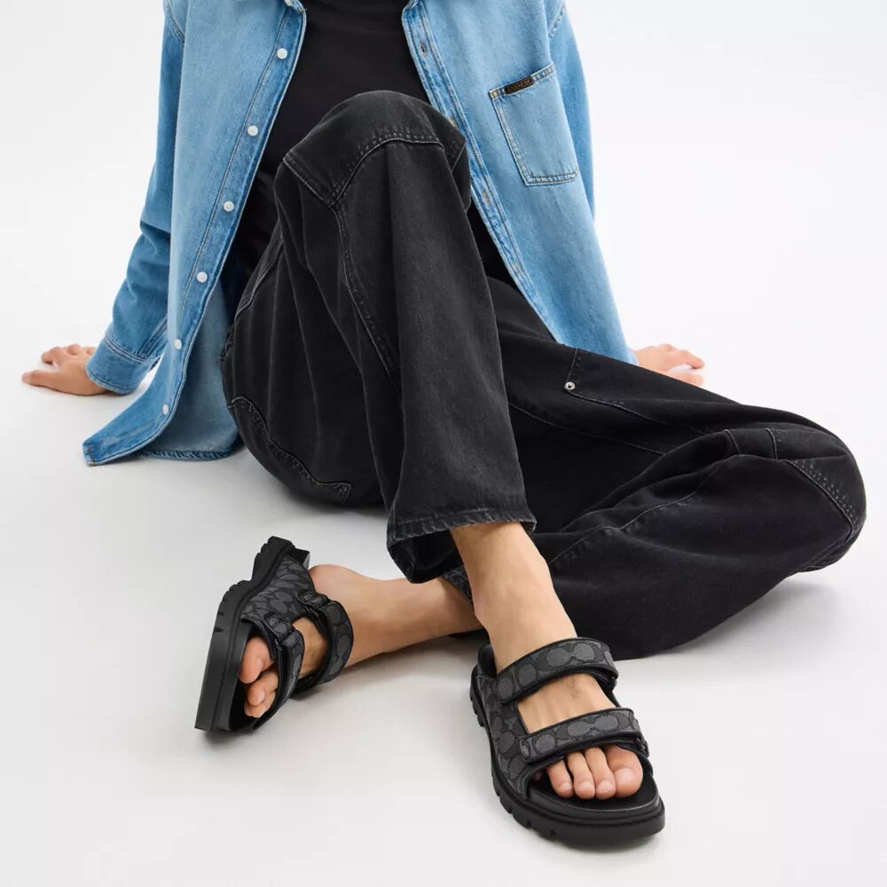 Sandalias de tiras en jacquard exclusivo