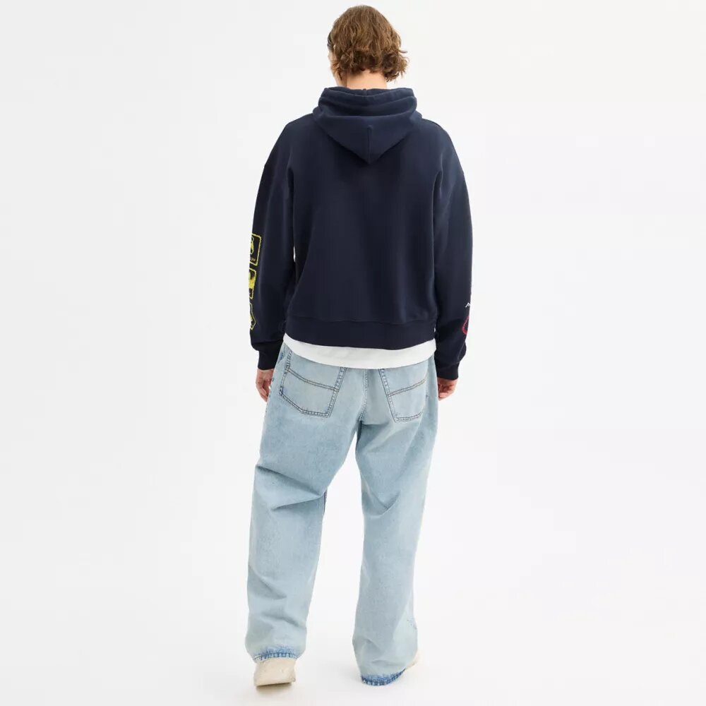 Sudadera con capucha holgada y collage de dinosaurios en algodón orgánico