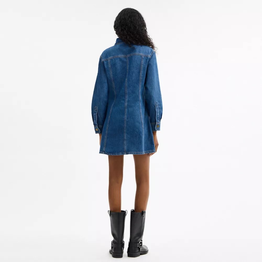 Vestido de mezclilla de manga larga en algodón orgánico