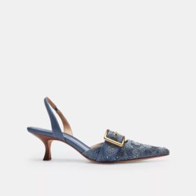 Zapatos destalonados Margot en denim con cristales