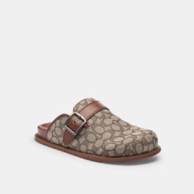 Zuecos con hebilla en jacquard exclusivo