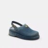 Zuecos de plataforma en forma de C en denim desgastado