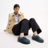 Zuecos de plataforma en forma de C en denim desgastado