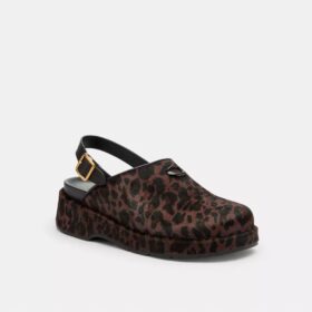 Zuecos de plataforma en forma de C y estampado de leopardo