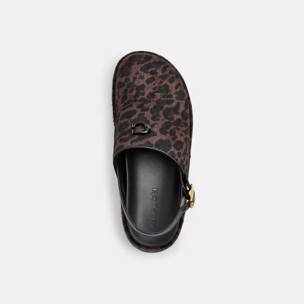 Zuecos de plataforma en forma de C y estampado de leopardo